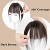VASILIA Bangs Hair Clip, Clip in Bangs Hair Toppers for Women 100% Real Human Hair, Clip on Bangs 360° 3D Cover Wispy Fake Clip in Hair Extensions for Women Daily (Dark Brown)