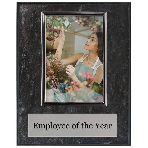 Pre-designed Employee of the Month, Quarter or Year Award Plaque - 8 x 10" Photo Plaque holds a 6 x 4" Portrait Photo (Year)