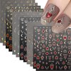 SPLOCUDU 12 Sheets Star Nail Stickers for Nail Art 3D Self-Adhesive Nail Art Stickers Gold Silver Sun Moon Heart Nail Art Design Decoration Accessories for Women