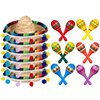 Honoson Wooden Fiesta Maracas Mini Sombrero Top Hat for Kids Festival Mexican Party Decorations (Fresh Style, 18 Pcs)