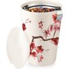 Tea Forte Kati Cup Ceramic Tea Infuser Cup with Infuser Basket and Lid for Steeping, Cherry Blossoms