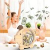 Piggy Bank for Kids, Unbreakable Clear Wood Money Bank for Boy Girls, Cute Coin Box Wooden Money Saving Jar for Cash, Money Saving Gift for Christmas, Birthday, Baby Shower (A)