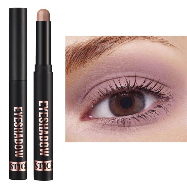 Taupe Nude Eyeshadow Stick, Matte Cream Single Eyeshadow Pencil Makeup, High Pigmented Crease-proof Eye Shadow Brightener Stick, Hypoallergenic Waterproof Long Lasting Eye Highlighter Stick (19#)