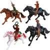 4pcs Horse Riding Figurine Plastic Farm World Western Riding Character Model Toys Action Figure House Games for Kids Animal Collection (Random Color)