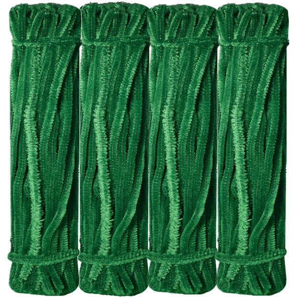 Dark Green Pipe Cleaners Chenille Stems (200 Pack) for DIY Art Craft Decorations Creative (12 in x 0.24 in)