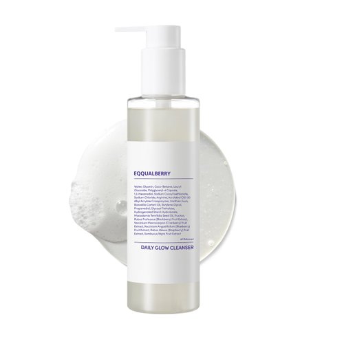 EQQUALBERRY pH Balanced Daily Glow Gel Cleanser 7.1 fl oz. 210ml Moisturizing finish, Gentle Gel Cleaning, Korean Skincare EWG Green