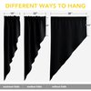 NICETOWN Blackout Window Treatment Pole Pocket Kitchen Tier Curtains- Tailored Scalloped Valance/Swags for Living Room (2 Panels, 36" W X 63" L Each Panel, Black)