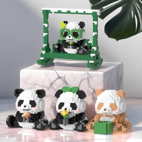 TIMCHESS 2 Sets Mini Building Blocks, Cute Panda Mini Bricks Building Sets for Kids 6 7 8 9 10+, Micro Building Blocks Sets for Adult Christmas Birthday Gifts (457pcs+481pcs)