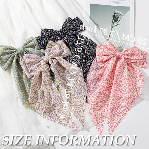 4 PCS Satin Hair Bows Claw Clip for Women Girls,Hair Bows,Premium black Bow-knot Hair Clips for Women Thick Hair & Thin Hair,Big Bows Hair Clips,Nonslip Bows Claw Clips for Women