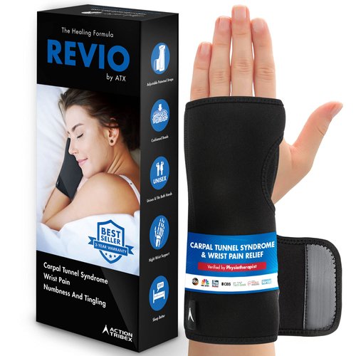Action Tribex REVIO Wrist Brace for Carpal Tunnel Relief – Adjustable Day & Night Wrist Support Brace with Splints for Pain, Numbness, Arthritis, Tendonitis, Sprains, Injuries – Fits Both Hands