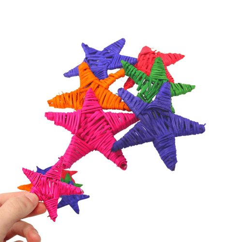 Bonka Bird Toys 3324 Pk6 Medium Color Vine Star Foot Talon Craft Part Parrot Cage Toy, Conure, Ringneck, African Grey, and Similar Breed Sizes