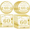 40PCS Gold Birthday Decorations 60th Theme Birthday Party Tableware1964 Party Supplies 60 Year Old Birthday Party Decorations Plates Napkins for Cheers to 60 Years Wedding Anniversary Party Supplies