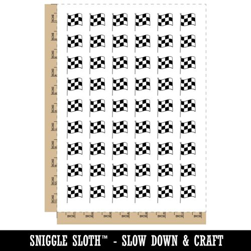 Waving Checkered Flag Temporary Tattoo Water Resistant Fake Body Art Set Collection - 54 1" Tattoos (1 Sheet)