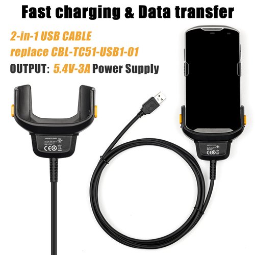 RLJT JIN TC51 USB charger cable, 5.4V3A 6ft scanner charger for Zebra Tc51 TC510 TC510K TC52 TC52X TC56 TC57, CBL-TC51-USB1-01,USB and Data Transfer.