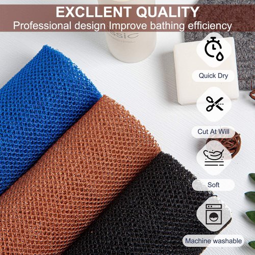 3 Pieces African Net Sponge African Exfoliating Net African Bath Sponge Scrubbing Rag Net African Wash Shower Long Net Body Scrubber