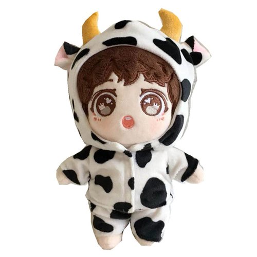 niannyyhouse 6in/15cm Plush Doll Clothes Coat + Shorts 2-Piece Set Cow Clothes Black and White Sweater Pajamas (15cm)