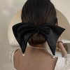 BUAJIUBUA Big Bow Hair Clip for Women Pearls Hair Clip Hair Pieces (black)