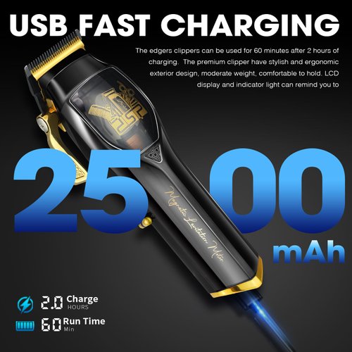 DSP Professional Hair Clipper for Man, Barber Clipper for Hair Cutting, Cordless Hair Clipper, Magnetic Levitation Motor with 9000RPM, Rechargeable Hair Beard Trimmer for Men with Digital Display