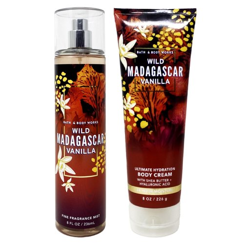 Generic Bath and Body Work WILD MADAGASCAR VANILLA Fragrance Mist and Body Cream Bundle - Full Size