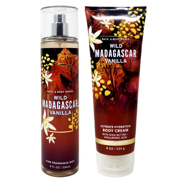 Generic Bath and Body Work WILD MADAGASCAR VANILLA Fragrance Mist and Body Cream Bundle - Full Size