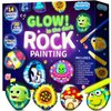 MindPal Kids Rock Painting Kit, 14 Pebbles for Painting - Glow in The Dark Rock Kit - Arts and Crafts for Kids Ages 6-12, Birthday Christmas Gift for Boys and Girls