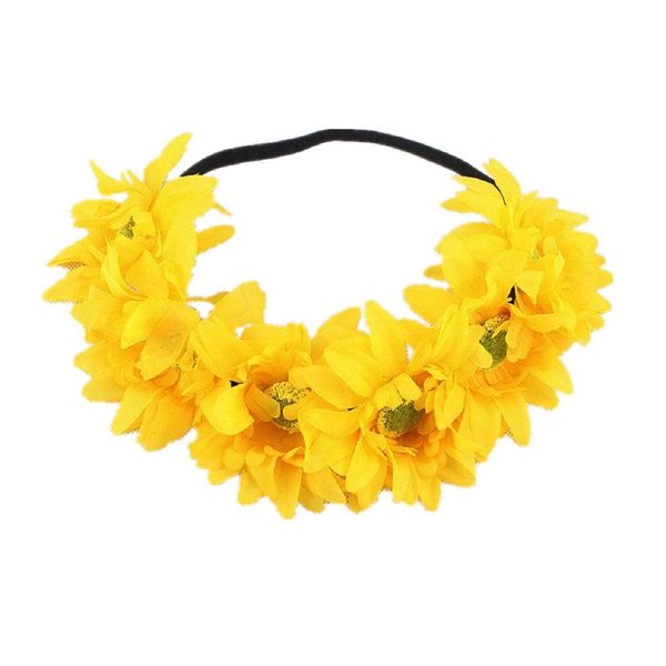 Hawaiian Sunflower Crown Tropical Luau Wreaths Stretch Floral Headband Leis Garland Headpiece for Summer Beach Pool Party Decorations Favors Supplies