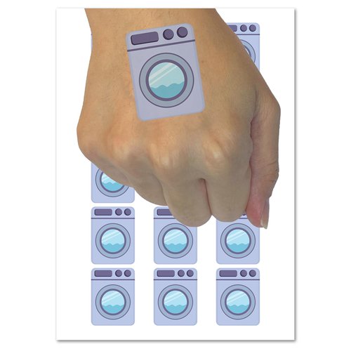 Washing Machine Laundry Temporary Tattoo Water Resistant Fake Body Art Set Collection - 15 2" Tattoos (1 Sheet)