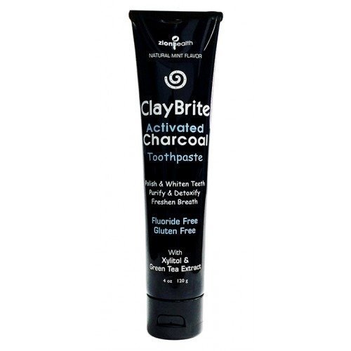 2 pack ClayBrite Activated Charcoal Toothpaste Zion Health 4 oz Paste