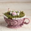Factory Direct Craft Adorable Painted Resin Wonderland Tea Cup Fairy Garden Set for Creating and Crafting