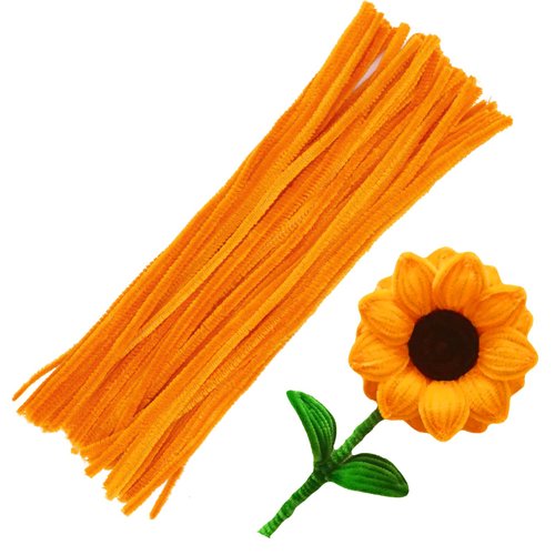 60 Pieces Orange Pipe Cleaners, Christmas Craft Pipe Cleaners,Pipe Cleaners Chenille Stem,Pipe Cleaners Bulk,Art Pipe Cleaners for Creative Home Decoration Supplies Arts and Crafts Project