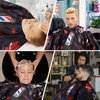 FEBSNOW Professional Hair Cutting Barber Cape with Neck Duster Brush, Tri Coloured Light Print Barber Cape for Barber Shop Hair Cutting Accessories