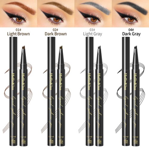 Eyebrow Pencil Eyebrow Microblading Pen - Eyebrow Pen Micro 4 Point Brow Pen Lift & Snatch Eyebrow Eye Makeup Long-Lasting Waterproof & Smudge-proof Natural Eyebrow Hair (Black)