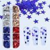 Independence Day Nail Art Glitter Flakes 12 Grids Nail Sequins Star Nail Supplies Mixed Blue Red Sequins Crafts Charms Designs DIY USA Nail Decorations Nail Art Accessories for Women Girl