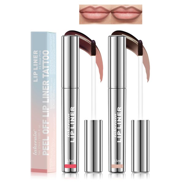 Lip Liner Stain,2pcs Tattoo Magic Peel Off Lip Stain, Longlasting Lip Stain Peel Off,Waterproof Transfer-Proof,Matte Finish,Highly Pigmented Nonstick Lipstick,Christmas Makeup Gift Set for Women-01+02