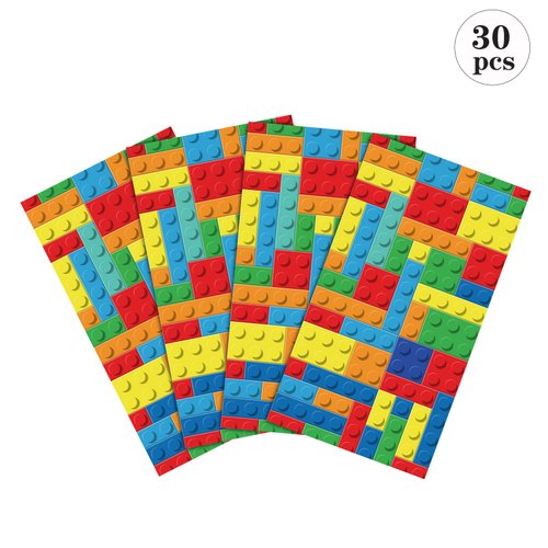 BCHOCKS 30 PCS Party Favor Bags for Building Blocks Party Supplies, Party Gift Goody Treat Candy Bags for Building Blocks Party Favors Decor for Building Blocks Themed Birthday Decorations