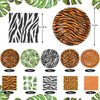 WIQEDOHA 100Pcs Jungle Safari Wild Animal Party Supplies Disposable jungle zoo animal Print Paper Plates and Napkins for Birthday Party, Baby Shower and jungle safari theme party decorations