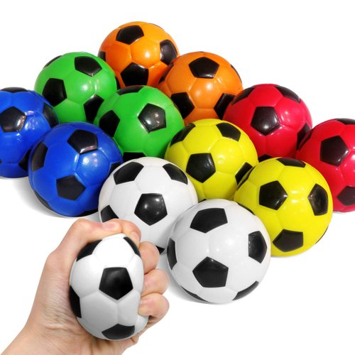 Novelty Place Squeezable Stress Soccers Assorted Colors - Excellent Anti-Stress Balls for Tension...