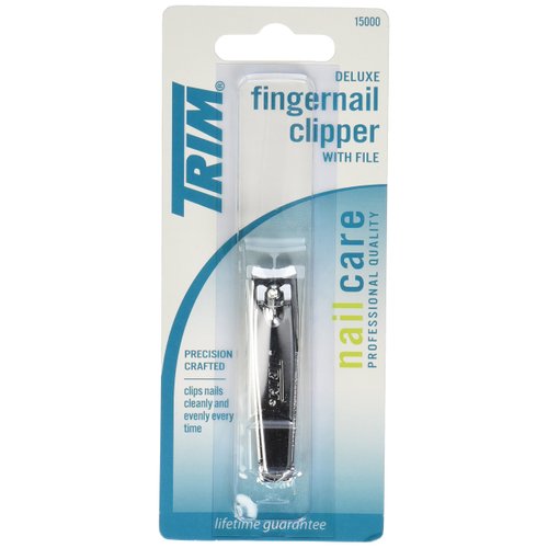 Trim Deluxe Fingernail Clippers with File – Sharp, Durable Clippers with Fold-Away Nail File for Easy, Compact Storage – Steel Nail Clippers for Precise, Even Cuts Every Time