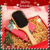 Boar Bristle HairBrush Combetter, Natural Wooden Paddle Brush Detangler Shine Smoothing Hair for Women Men Kids Curly Long Fine Dry Hair with Gift Box