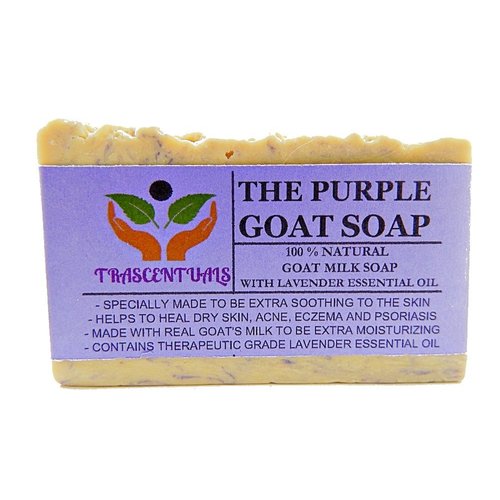 TRASCENTUALS Lavender Soap Made With Real Goat's Milk and Essential Oils To Be Extra Moisturizing Comes in Gift Box Helps With Dry Skin, Acne, Eczema, and Psoriasis (1 PACK)
