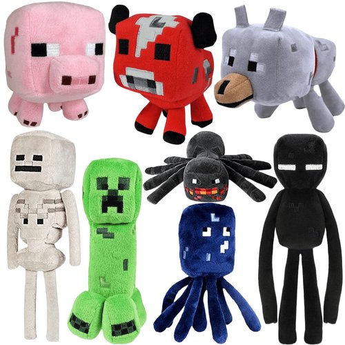 Song Voice 8-Pack-Game Stuffed Animals Toys (2023 New Suit) Creeper Plush, Baby Pig, Wolf,Baby Mooshroom, Enderman, Skeleton Shooter, Spider, Squid, It is a Gift for Children and Fans., (G0112)