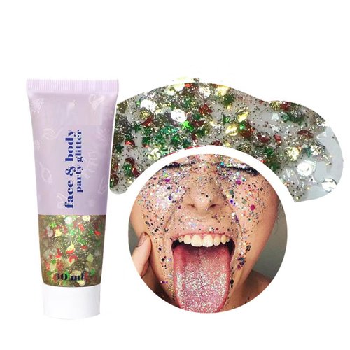 MAEPEOR Face Body Glitter Gel 14 Colors Mermaid Sequins Body Glitter Gel Chunky Holographic Glitter Liquid Body Makeup for Face Body Hair Nails (50ml, F13 Christmas)