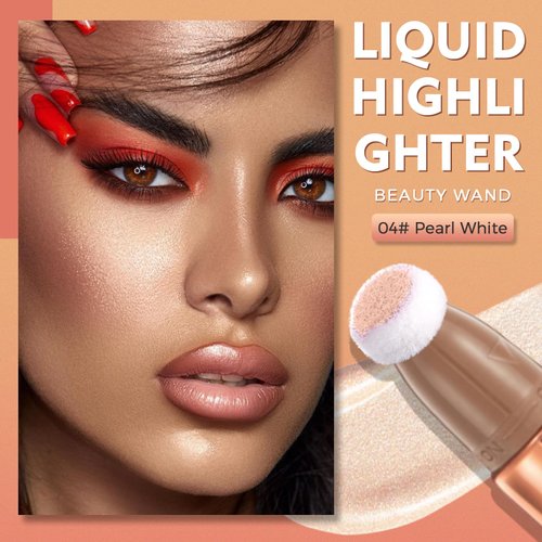 Ofanyia Highlighter Wand, Liquid Glitter Face Highlighter Stick with Cushion Applicator, Cruelty-free Silky Smooth Lightweight Blendable Shimmer Highlighter Beauty Wand for Face Cheekbone Glow