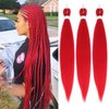 Red Braiding Hair Pre Stretched Easy Braiding Hair Yaki Texture Professional Synthetic Braiding Hair 26 Inches Braids Hot Water Setting for Box Crochet Hair Extensions (3pcs,Red)