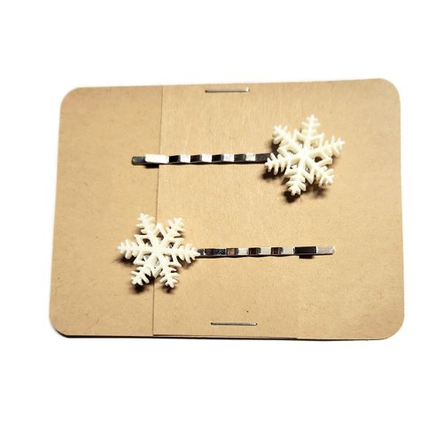 SNOWFLAKE Winter Bobby PIn Hair Clip Accessory - Set of 2 Handmade