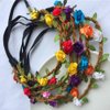 Onwon 8 Pieces Multicolor Bohemian Floral Headbands with Elastic Ribbon, Rose Crown Hair Accessories for Women Girls