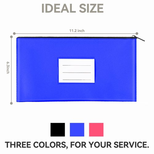 Isink 3 Pack Money Bag,Money Bags with Zipper for Cash,Bank Deposit Bags with Zipper,Bank Bag, Cash Bag,Money Pouch,11.2x6.3 inches (3 Colors,6 cards)