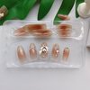 Rilafuvu Press on Nails,French Almond Press on Nail Nude Medium Long False Nails Cute/lovely Fake Nails 3D Bow Acrylic Nails Rhinestones Glue on Nails 24Pcs-12Sizes