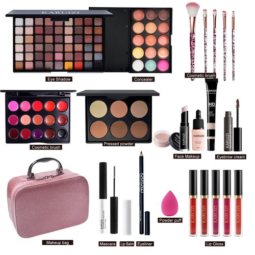 KARUIZI All in One Makeup Kit,Makeup Kit for Women, Teens and Girls, All-in-One Set with Eyeshadow Palettes, Lipsticks, Brushes, Storage Bag,Makeup gift set girls makeup sets ages 8-12 (Pink)