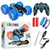 KKONES Remote Control car,2.4GHz Electric Race Stunt Car,Double Sided 360° Rolling Rotating Rotation, LED Headlights RC 4WD High Speed Off Road for 3 4 5 6 7 8-12 Year Old Boy Toys (Blue)